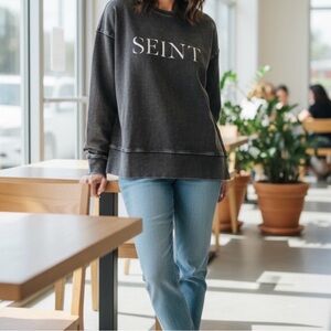 NWT Beauty is Our Passion SEINT Vintage Washed Charcoal Cropped Sweatshirt - Med